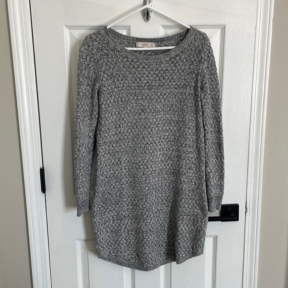 Loft Sweater Dress. Size S. Heathered gray/black yarn. No pulls.
